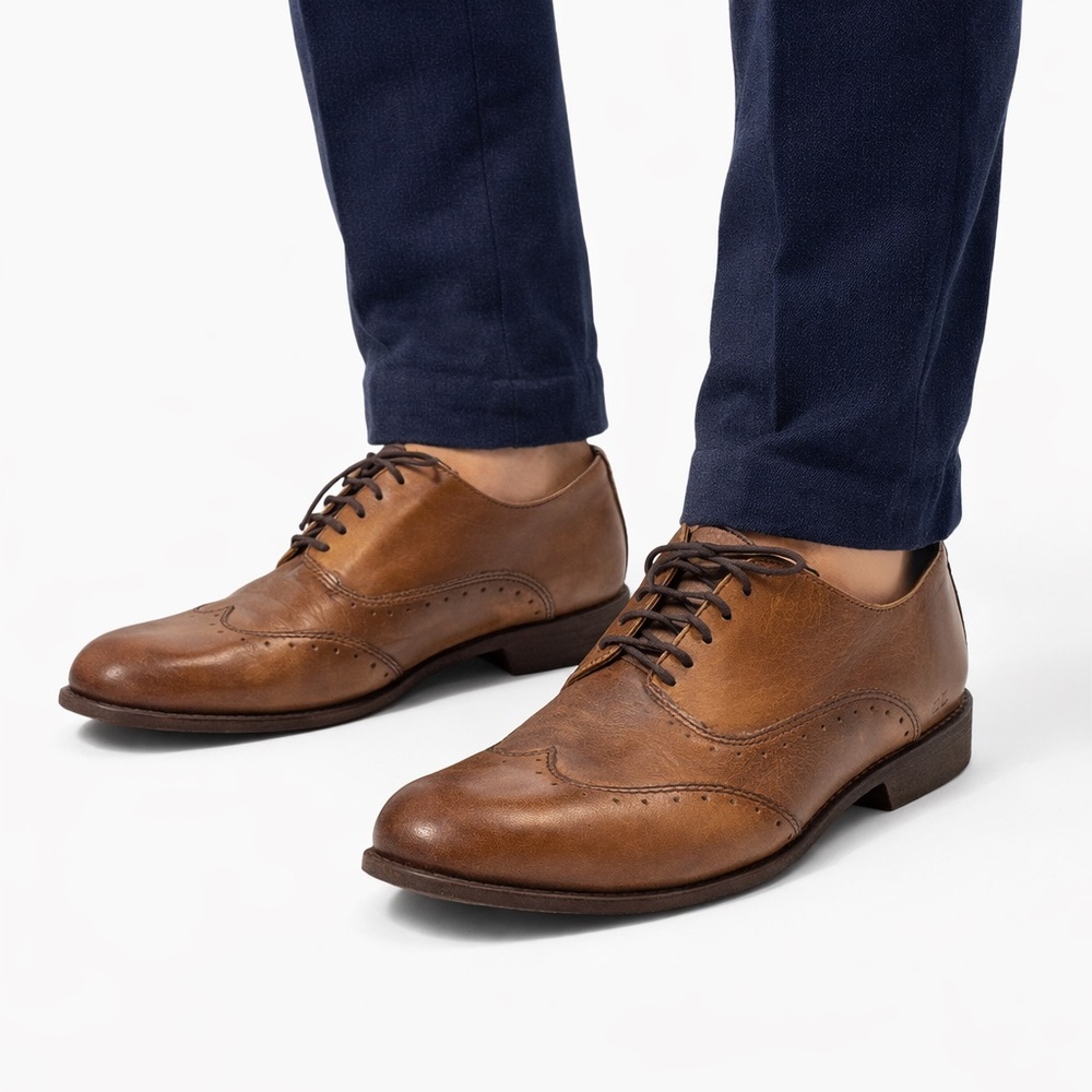 Bed Stu Brown Leather Wingtip Oxford Dress Shoes Men’s Size 12 Handmade
